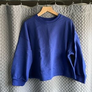 Beaton Linen Royal Blue french terry Sweatshirt XS NWOT